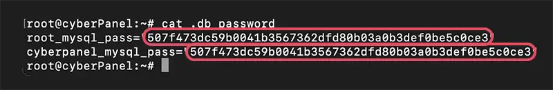 .db_password파일에서는 서버와 cyberpanel DB 비밀번호를 확인할 수 있다.